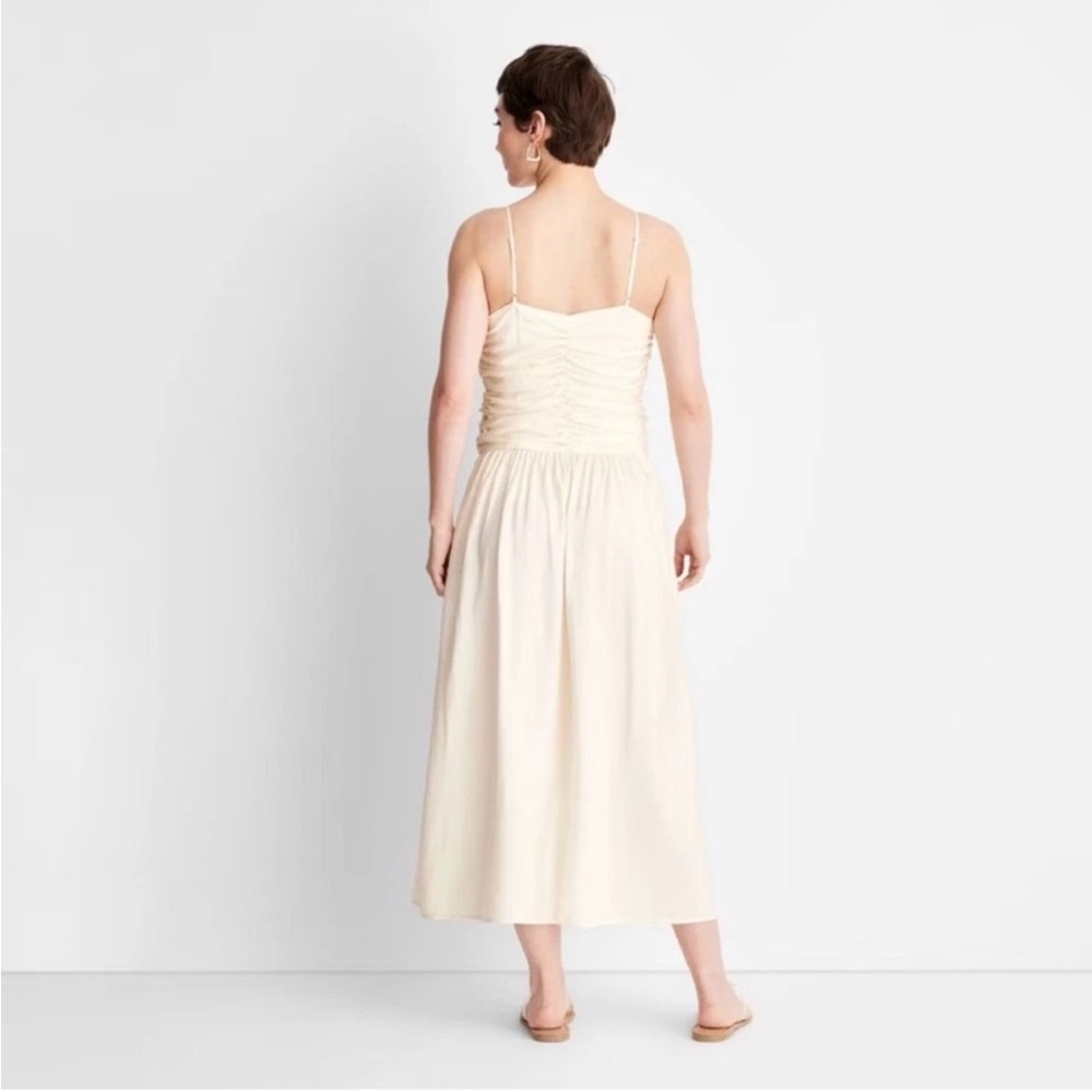 Cream Button-Front Spaghetti Strap Maxi Brunch Dr… - image 3